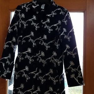 Black embroidered peacoat